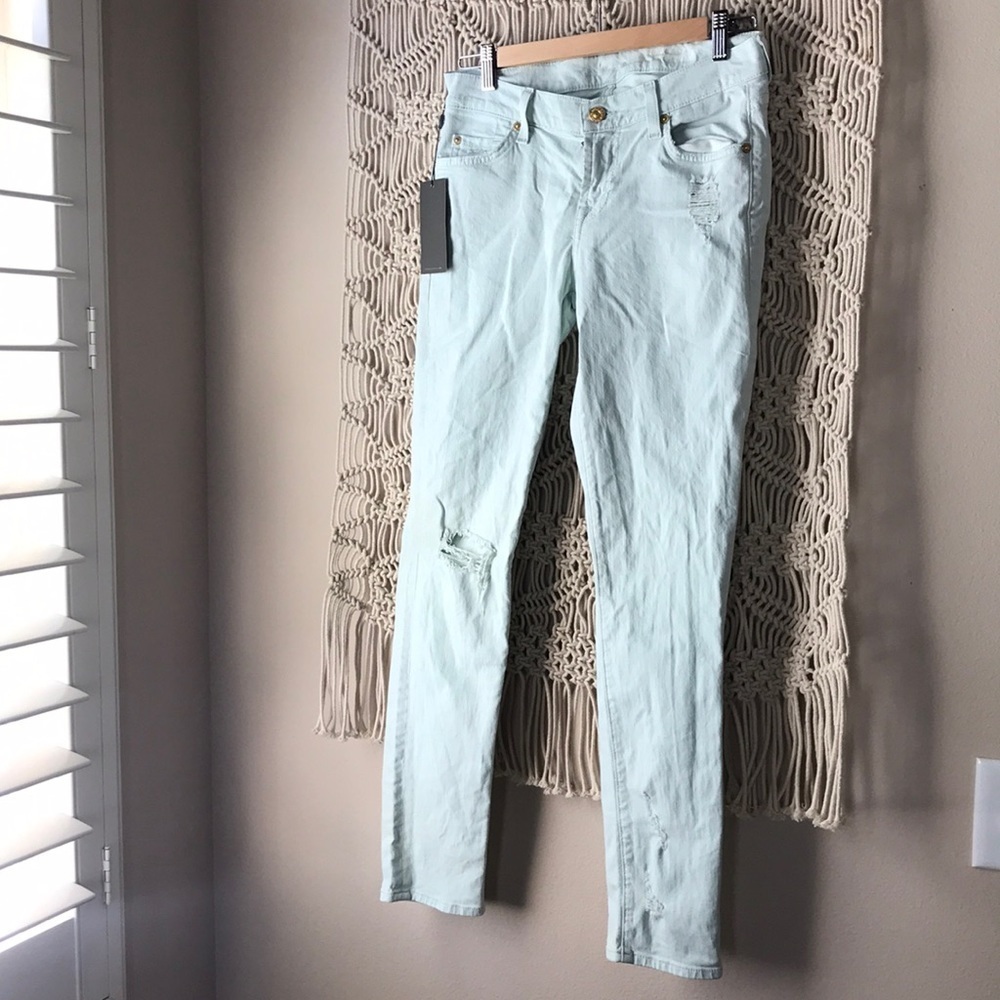 7 Seven For All Mankind sz 26 aqua teal skinny jeans with tags